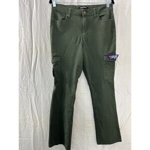 Indigo Fusion Cargo Green Pockets Added Patches Altered Y2K Womens Sz 8 Gorpcore